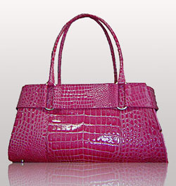 Pink crocodile tote