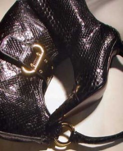 Black python handbag