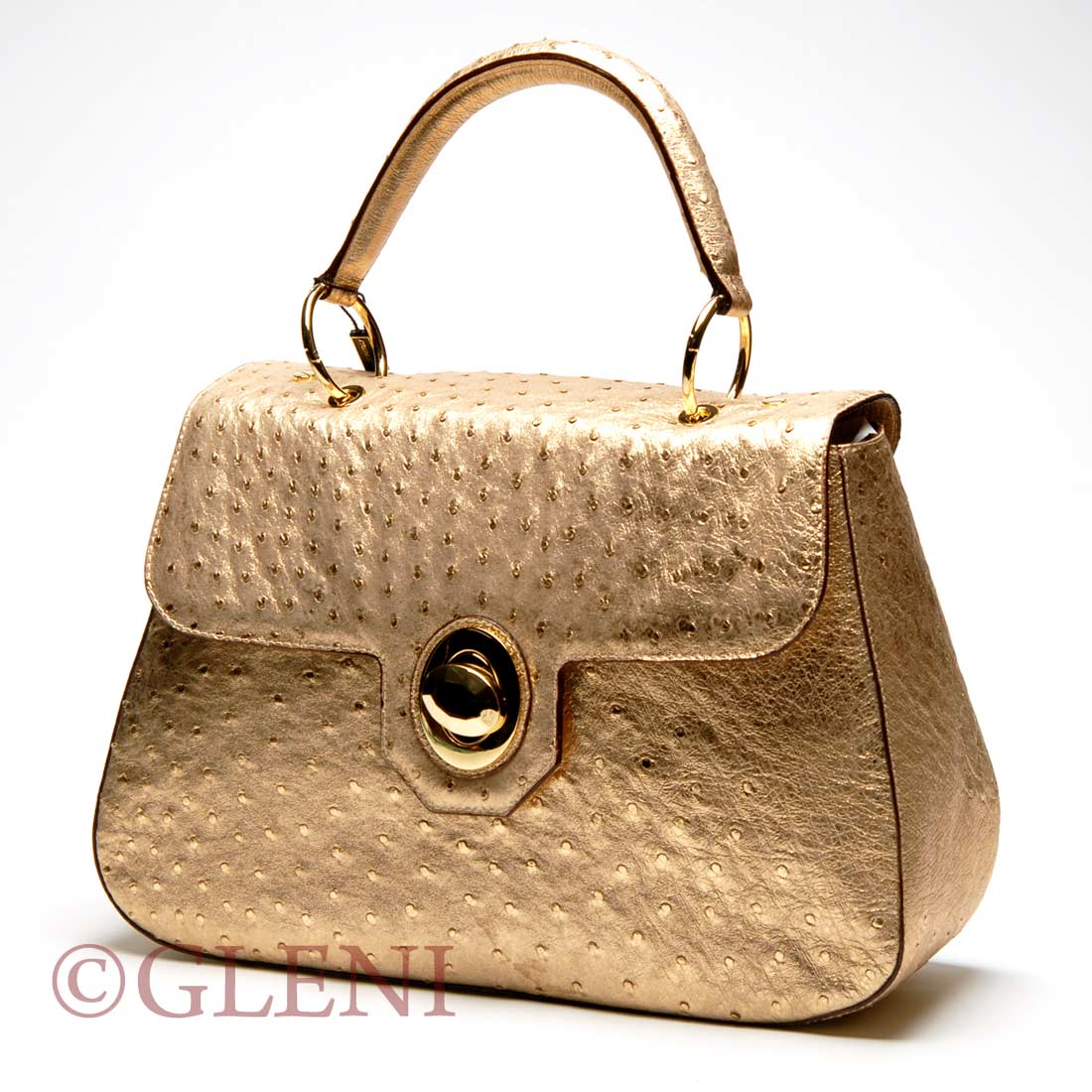 gold ostrich handbag