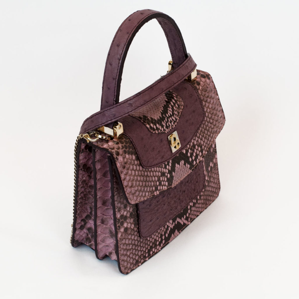 Gleni bag in violet python and ostrich for 2018