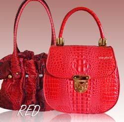 Borsa in pitone rosso e cocco Ligator rosso